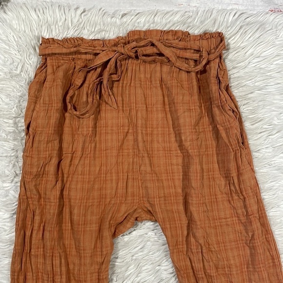 Eberjey Strata Plaid Solid Hudson Tie Waist Crop High Rise Pants Pecan - Picture 10 of 10
